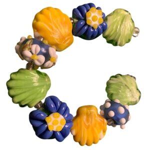 Handmade Seashell Flower Glass Lampwork Beads - New